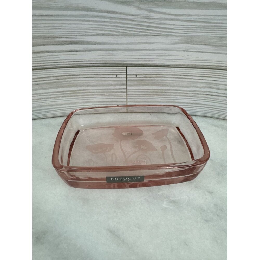 Envogue Home Pink glass dish 5.5x4x1.5”